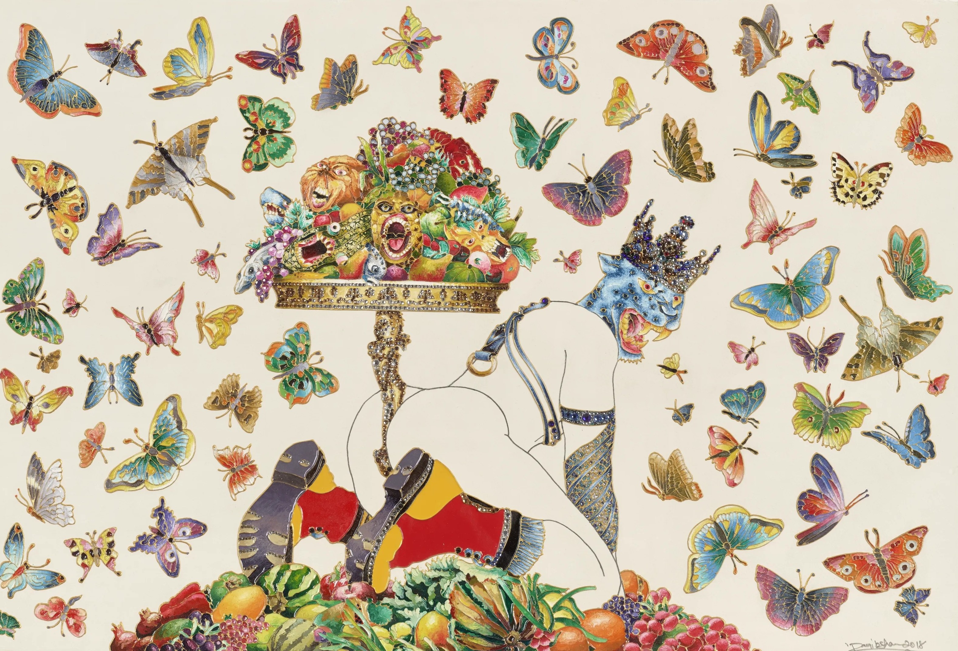 Artwork: Nowadays I am able to greet beauty (butterfly version) by Raqib Shaw (Available at The Live Auction)