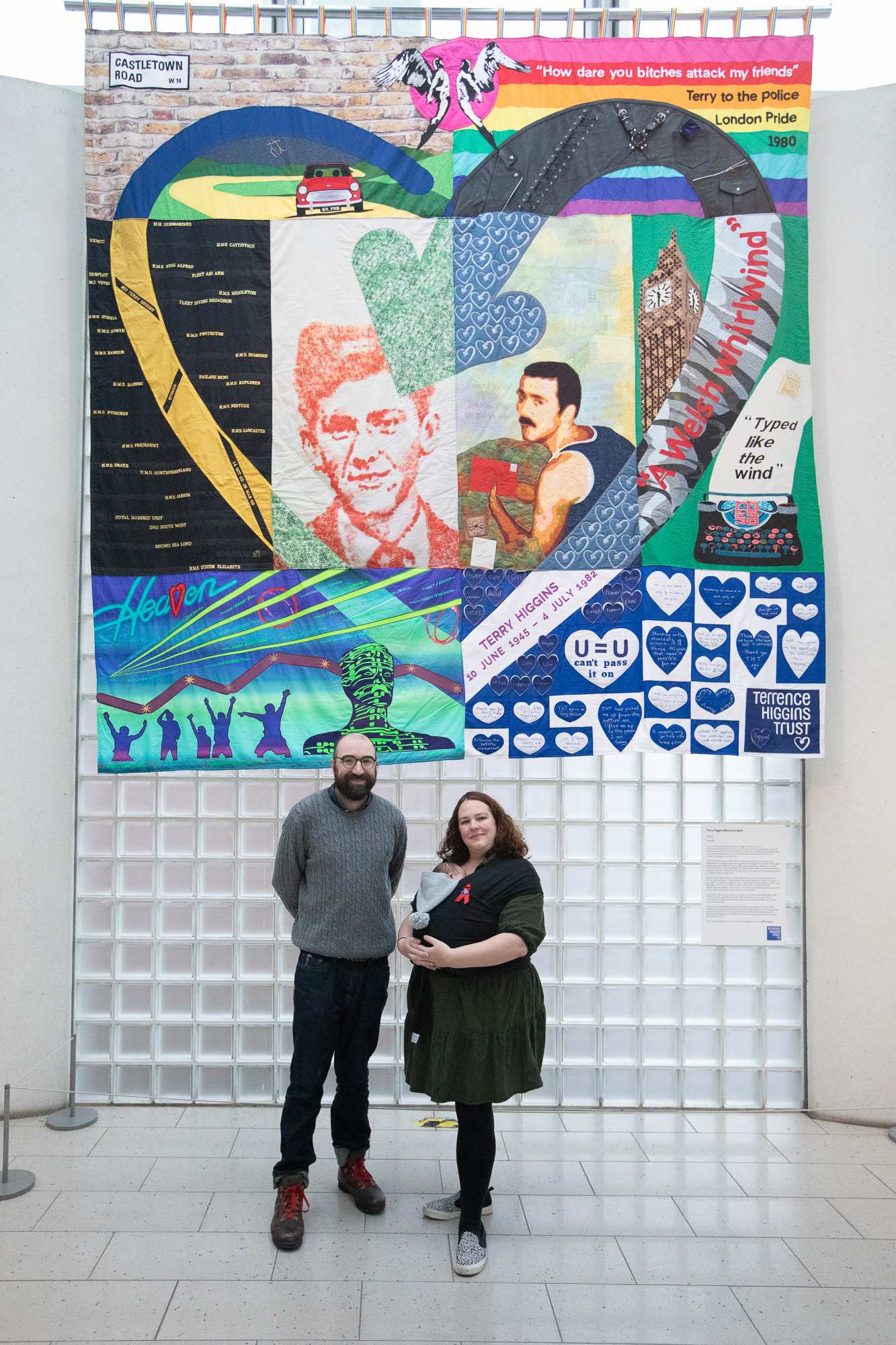 Ashley Gallant and Becky with Terry Higgins AIDS Memorial Quilt at Millennium Gallery, Image © Andy Brown