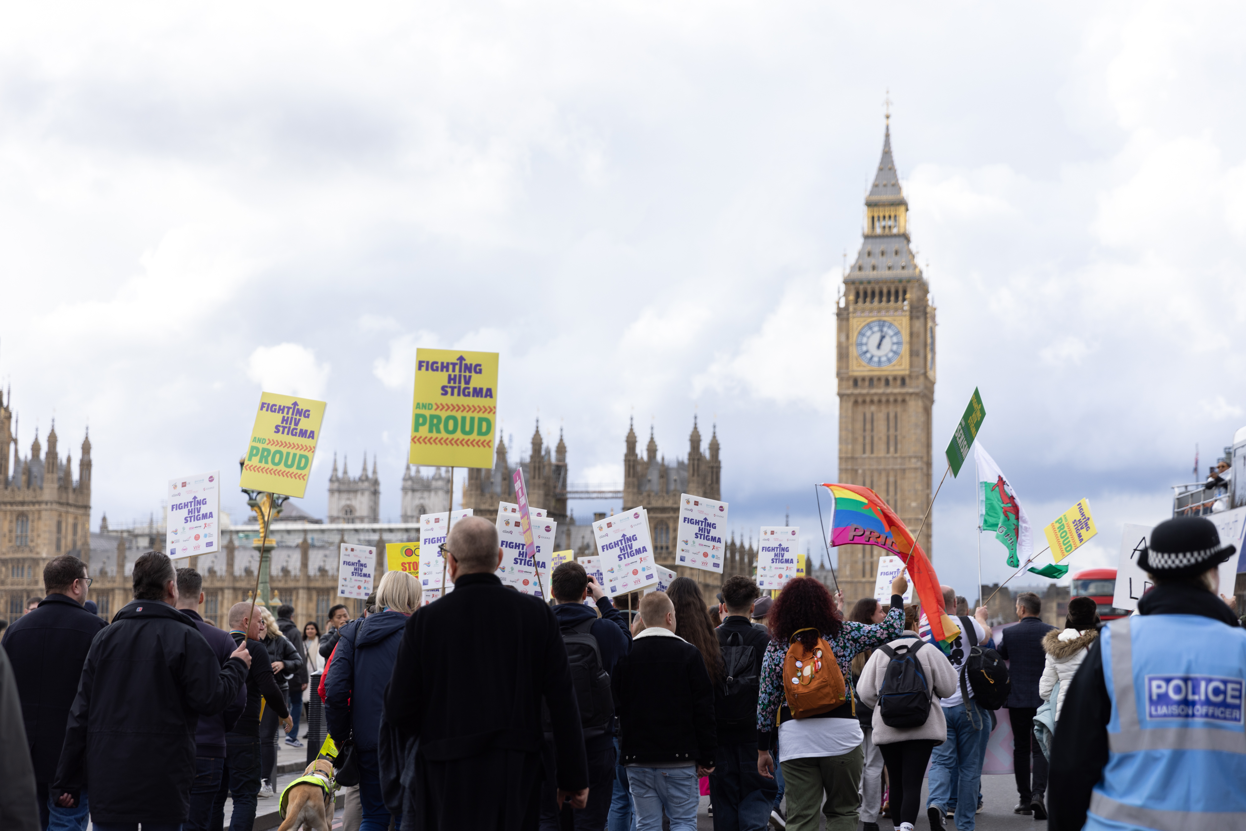 A march on Parliament against HIV Stigma with Big Ben in the background. A march on Parliament against HIV Stigma with Big Ben in the background.