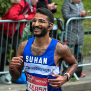 Suhan running a marathon