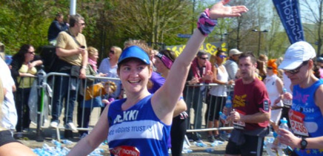 Bekki running in the Berlin Marathon