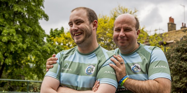 Alex and Damian in rugby kit