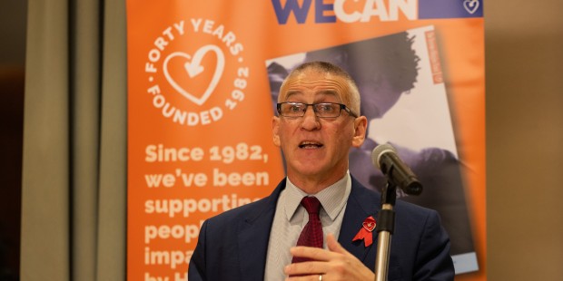 Ian Green at lectern giving speech