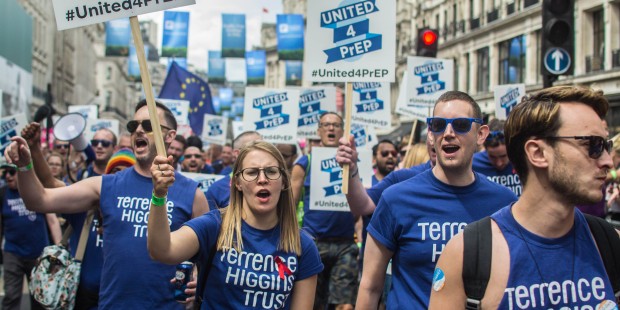 Pride marching with United 4 PrEP banners