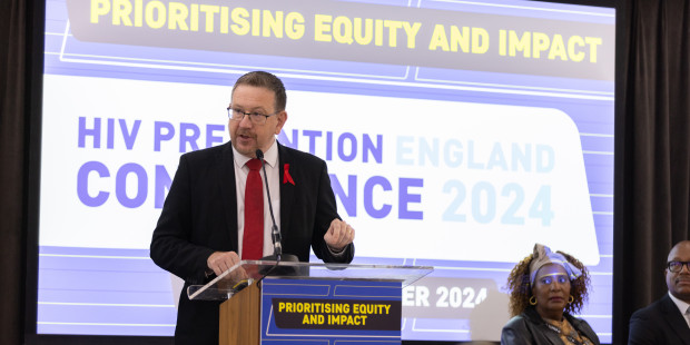 Andrew Gwynne MP speaks at the HIV Prevention Conference England 2024.