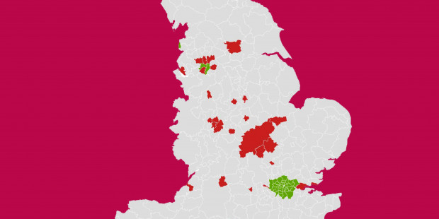 Opt-out testing distribution map of England