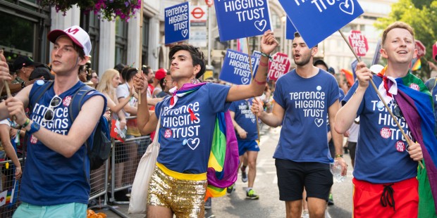 Pride 2018 marching with banners