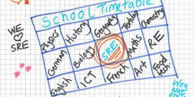 School timetable with SRE highlighted